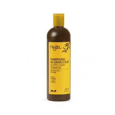 Shampooing 2 en 1 nettoyant et démêlant au savon d'Alep pour cheveux secs - 500 ml - Najel Shampooing 2 en 1 nettoyant et démêlant au savon d'Alep pour cheveux secs - 500 ml - Najel