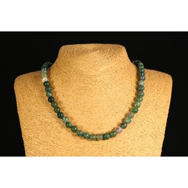Agate mousse - Collier perle 40 cm - Nia Agate mousse - Collier perle 40 cm - Nia